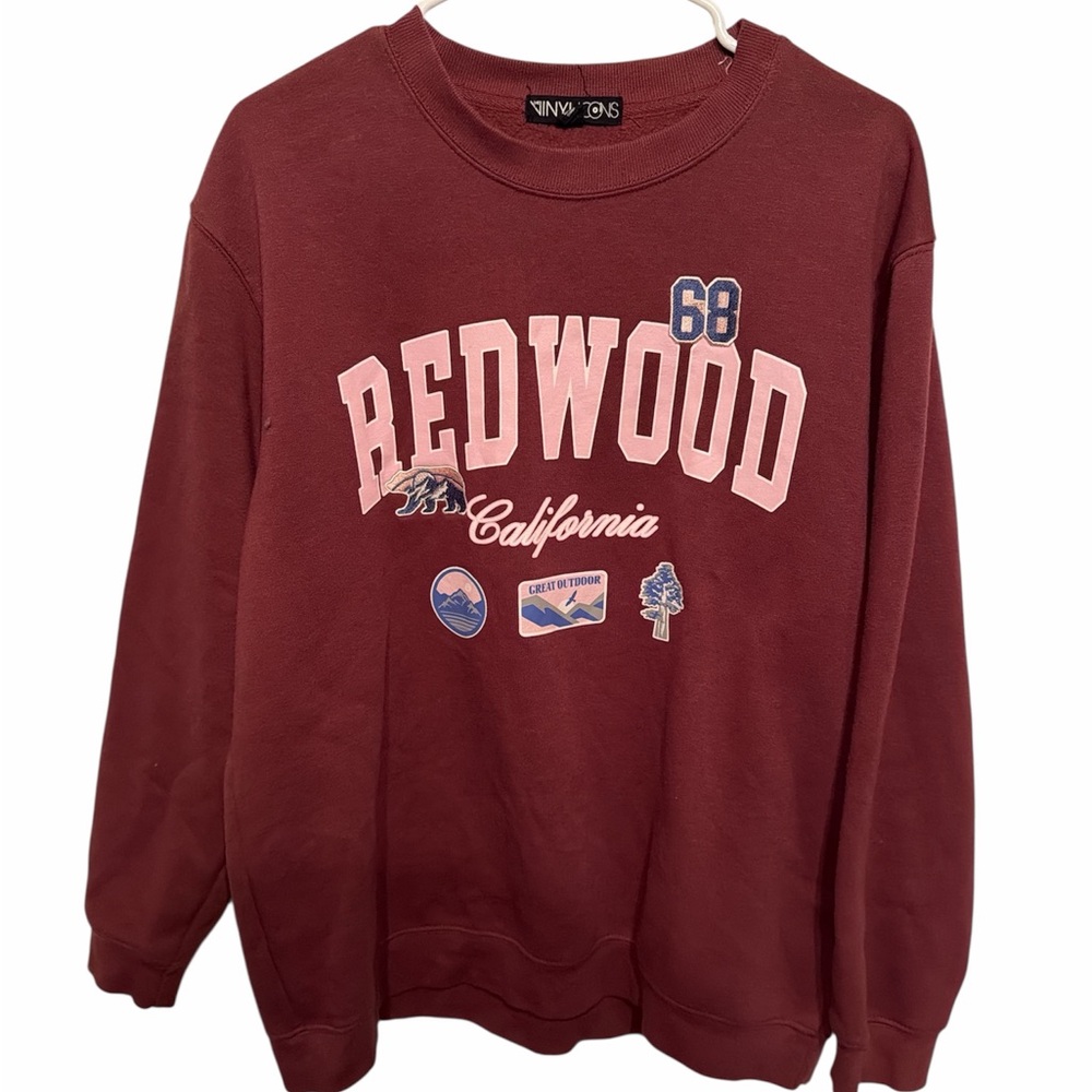 Vinyl Icons Women's Pullover Sweatshirt Red Size Large Long‎ Sleeve California
